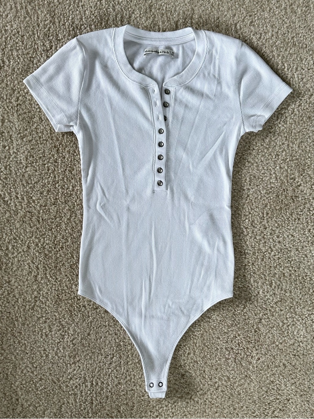 Abercrombie & Fitch White Short Sleeve Henley Bodysuit (XS)